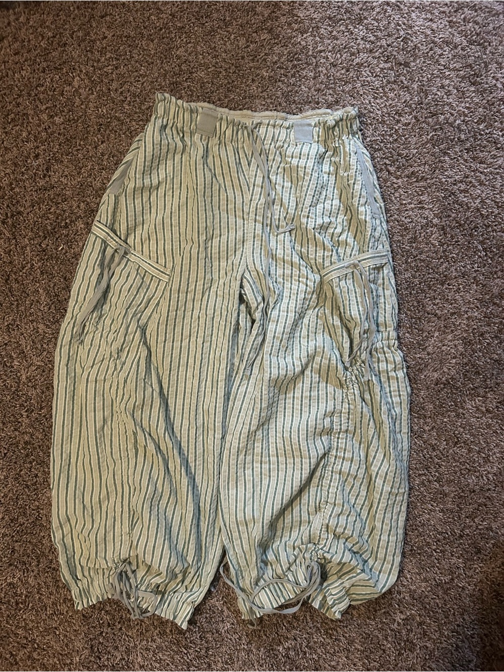 Striped Lightweight Linen-Blend Jogger Pants - Blue/White